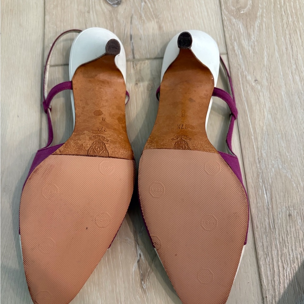 Vintage Gucci Purple and White Slingback Heels - Picture 7 of 8